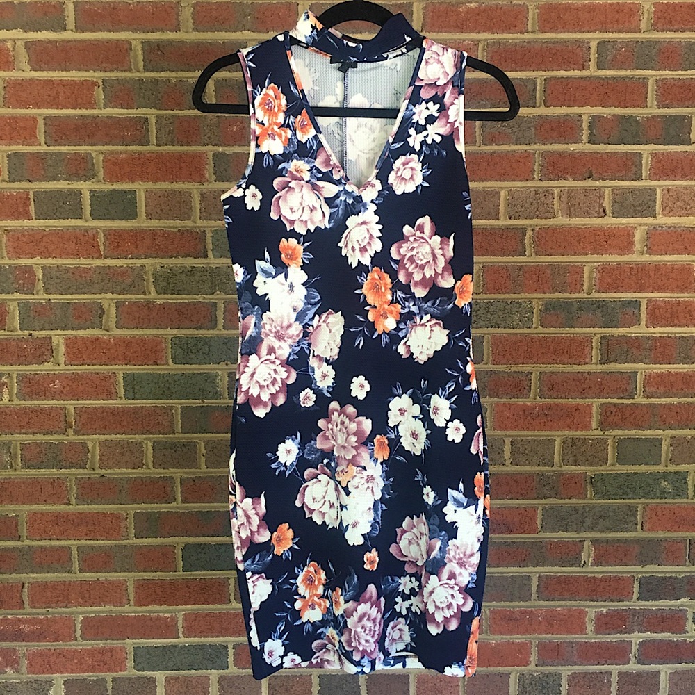 Cute Floral Bodycon Mini Dress